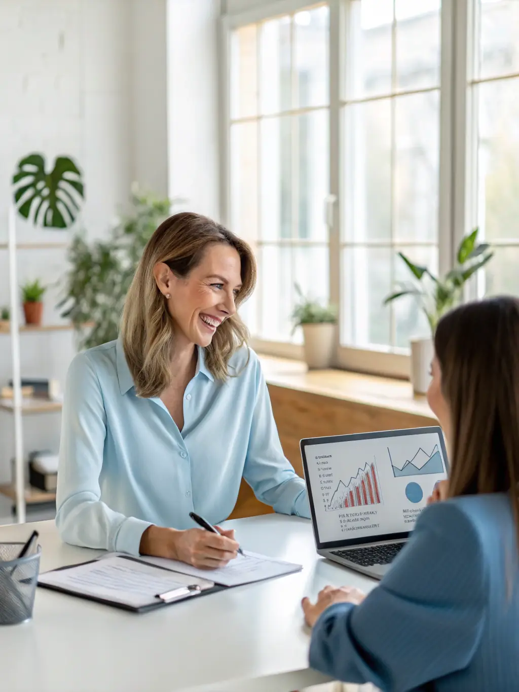 A modern South African business owner reviewing financial reports with a consultant, emphasizing growth and strategic financial decisions.